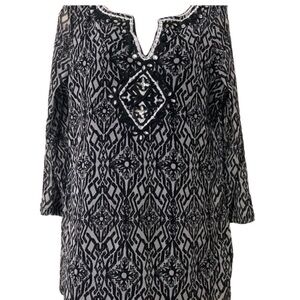 INC tunic top with embroidery and bling size L